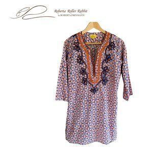 Roberta Roller Rabbit Embroidered Orange Tunic